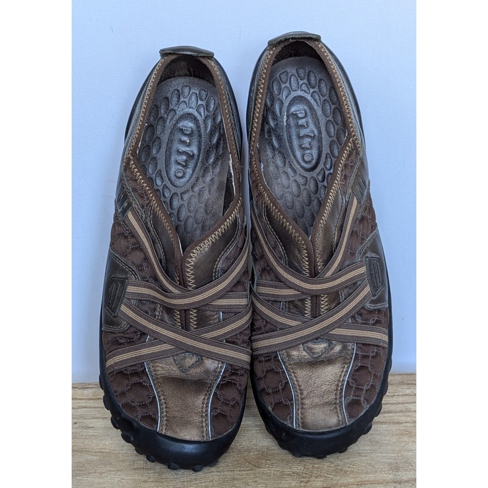 Clarks Privo Womens Size 8 Med Shoes Elastic Strap Bronze Brown Quilted Slip On